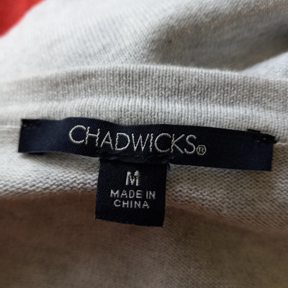 Cárdigan Suéter Chadwicks Para Mujer Talla Mediana Gris Rojo Argyle Cuello en V A Medida Foto 3 de 4