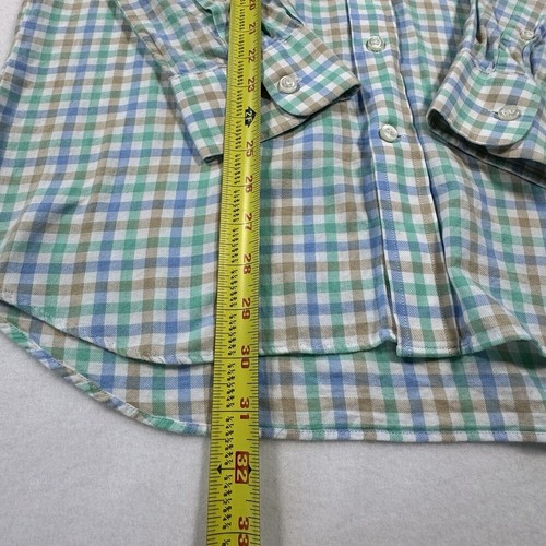 Vineyard Vines Slim Fit Tucker Shirt Men's L Blue Tan Green Plaid Brushed Cotton - Picture 5 of 6