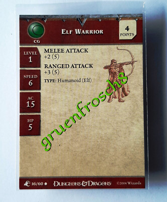  ELF WARRIOR  16 C  ABERRATIONS 2004  D&D MINIATURES GAMES CARD  ELB HUMANOID