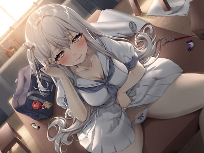 Anime girls white hair panties cleavage sitting blushing Playmat Gaming Mat Desk | eBay Anime girls white hair panties cleavage sitting blushing Playmat Gaming Mat Desk | eBay