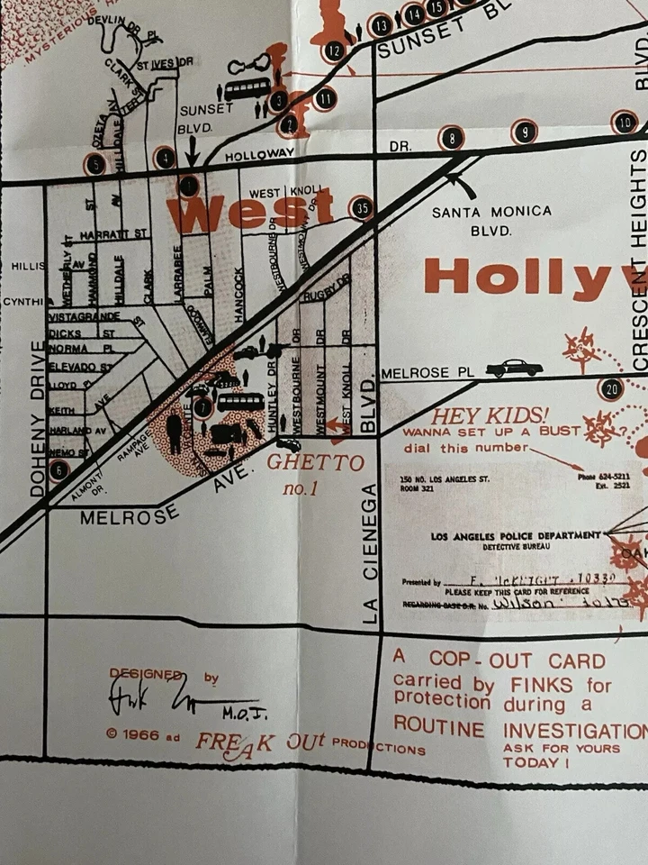 FREAK OUT! Mapa Hot Spots - Frank Zappa - Madres de la Invención - 1966 - Hollywood Foto 3 de 4