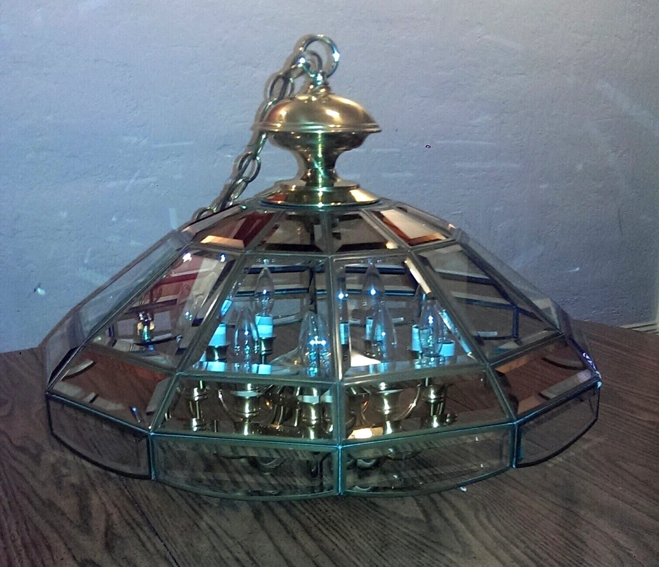 Candelabro FREDRICK RAMOND - Vintage 1980 Vidro Chanfrado 12 Luzes - ESTADO PERFEITO, RARO - Imagem 3 de 4