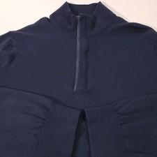 Banana Republic Mens Sweater XL Navy Blue 1/4 Zip Mock Neck 100 Merino Wool
