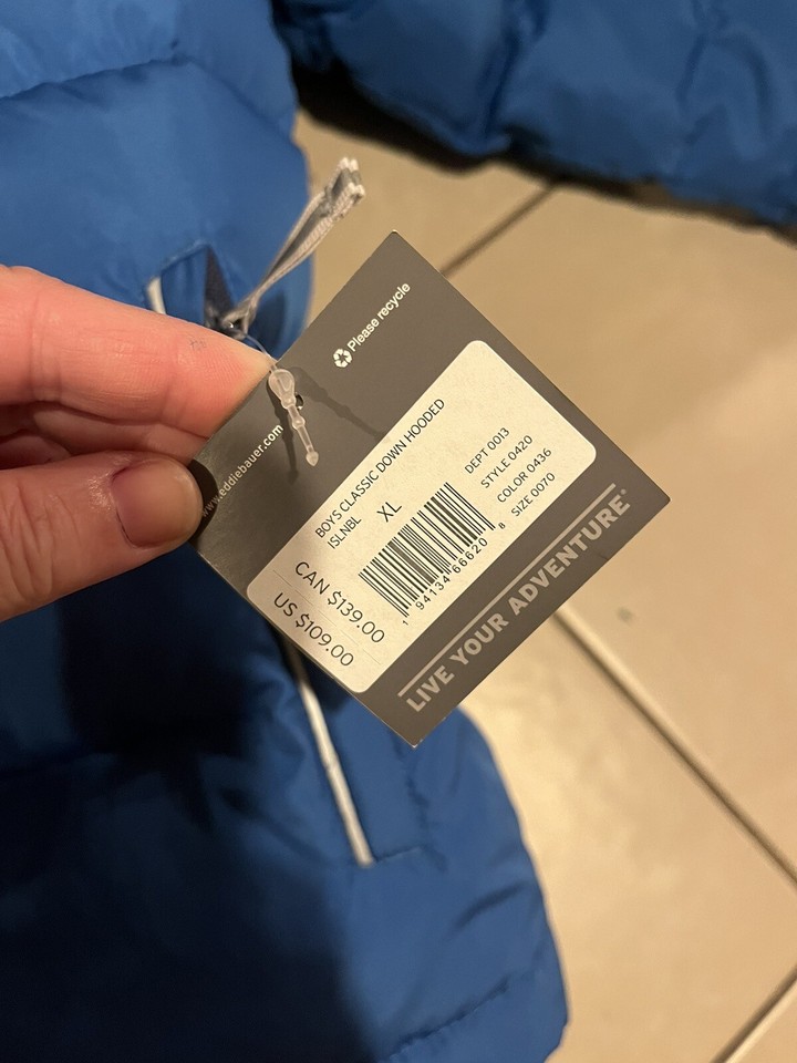 Eddie Bauer Boys Classic Down Hooded Puffer Faux Shearling Fleece