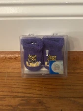 NCAA LSU Tigers Newborn Booties, Two Feet Ahead New In Box Football Made In USA