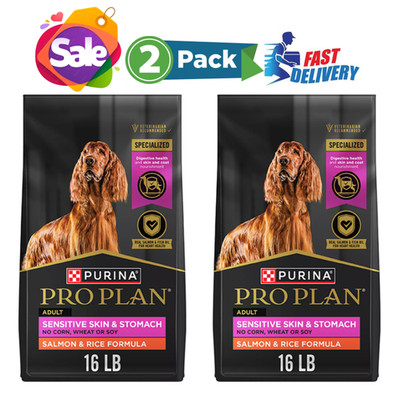 2 Pack- Purina Pro Plan Adult Sensitive Skin & Stomach Salmon & Rice Food,16 lb