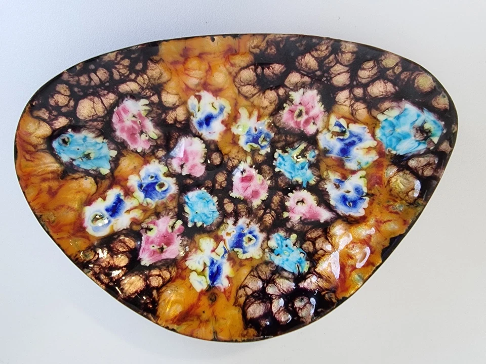 COUPE COUPELLE  ,  VIDE POCHE EMAILLE EMAUX SUR CUIVRE  vintage  - Photo 4/4