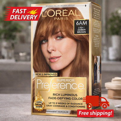 L'Oreal Superior Preference 6AM Light Amber Brown Permanent Hair Dye 1 Kit