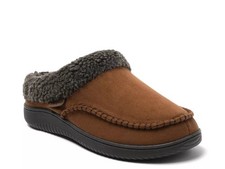 Dearfoams Men's Chestnut Marshall Microsuede Moc Toe Slippers Size XL 13-14