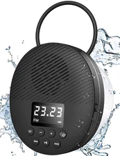 Shower Radio Speaker with Bluetooth 5.0, AGPTEK Waterproof Wireless Black 