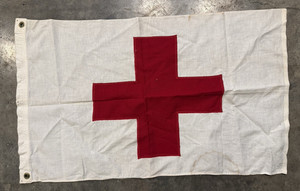 Red Cross Paramount Ajax 100% cotton flag Korean War era? Army First Aid 22"x25"