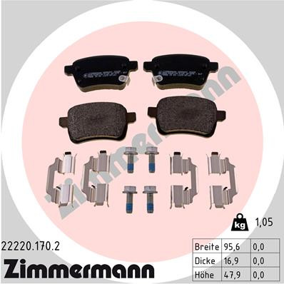 ZIMMERMANN 22220.170.2 Bremsbelagsatz, Scheibenbremse für FIAT,OPEL,VAUXHALL