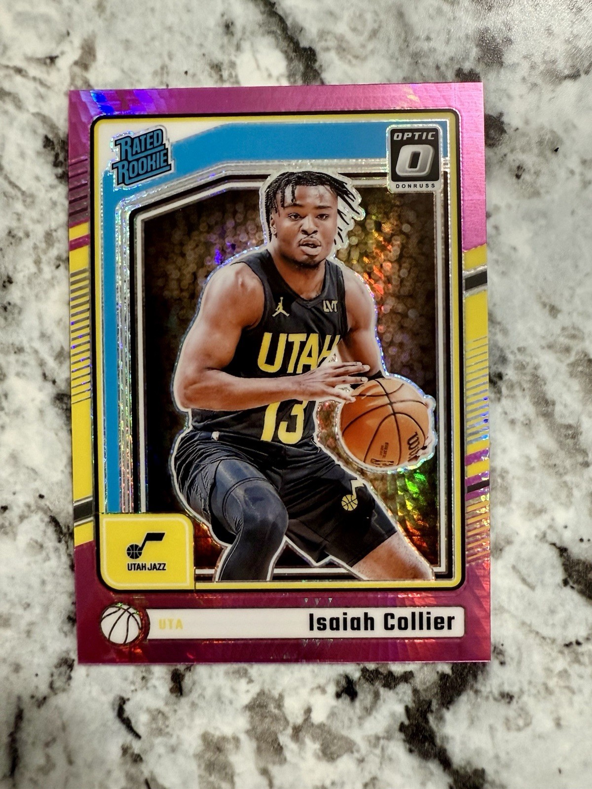 Isaiah Collier 2024-25 Donruss Optic #295 RATED ROOKIE PRIZM PINK HYPER SP Jazz