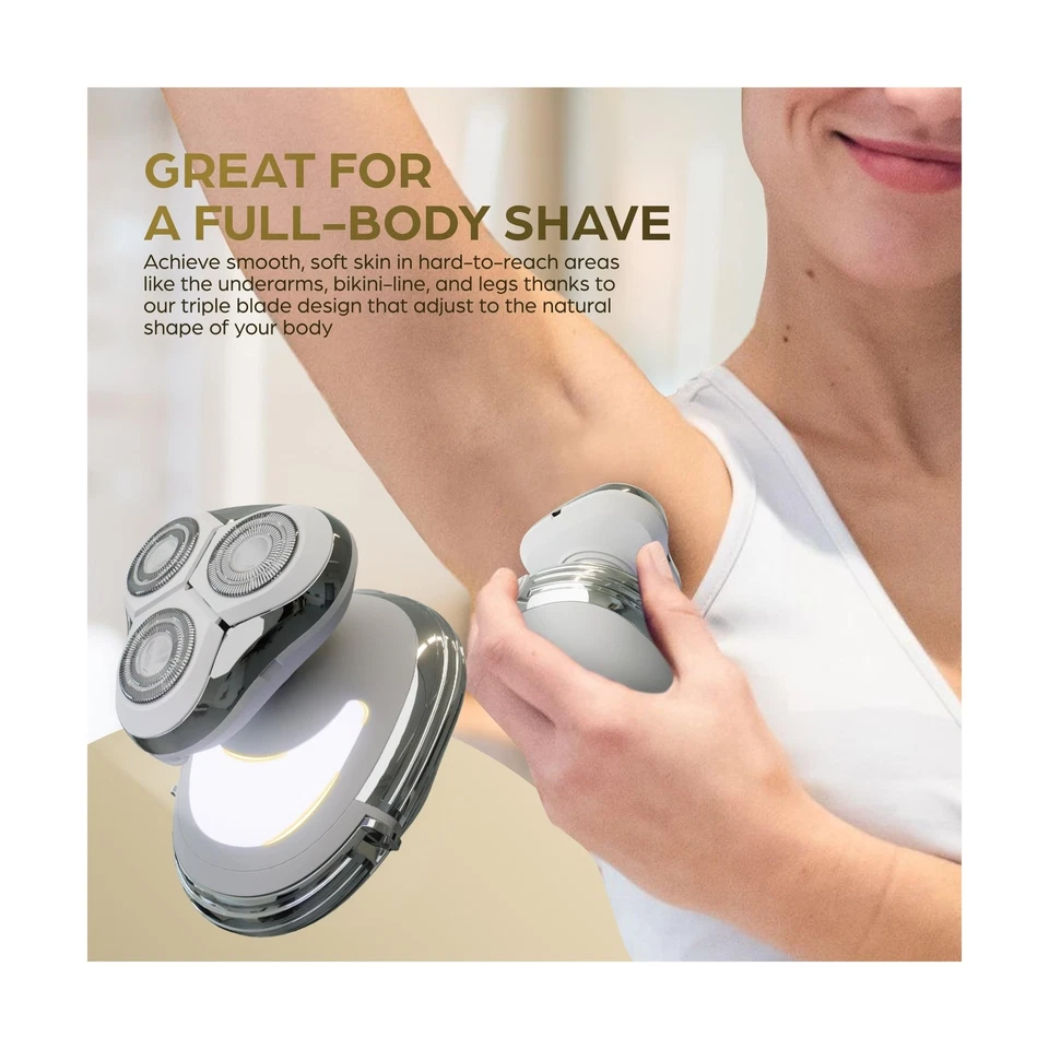 Maquinilla de afeitar giratoria 3D Perry Ellis para mujer’s, afeitadora eléctrica para sensibles... Fas Foto 3 de 4