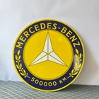 Vintage Yellow Mercedes-Benz 500000 KM Award Heavy Metal Sign (19.7 inches)