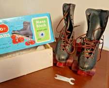 Vintage Men  s Black Size 4 Chicago Roller Skates Style  405 In Box With Wrench