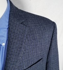 Ralph Lauren 42R Blue Black Gray Tooth Check Tweed Wool sport coat Jacket Blazer