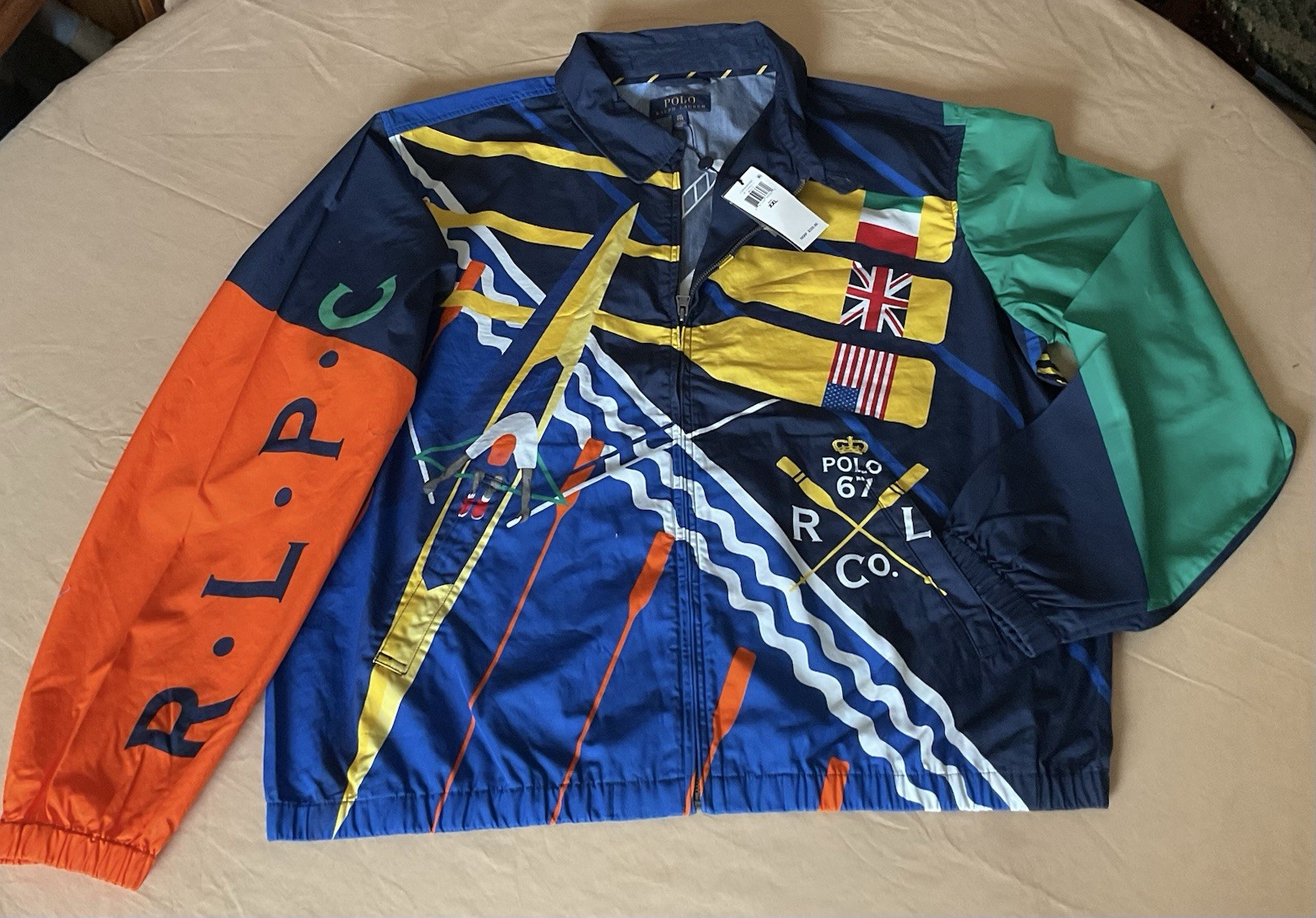 FILA POLO Ralph Lauren Bayport RLPC Cricket Rowing Crew Popeline Giacca XXL