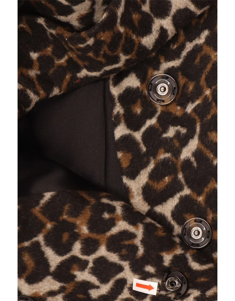 GUESS Womens Loose Fit Overcoat UK 6 XS  Multicoloured Animal Print AY01 - Image 3 of 4