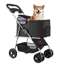 VEVOR Pet Stroller, 35 lbs Weight Capacity, Foldable Dog Stroller Cart, 4 Wheels