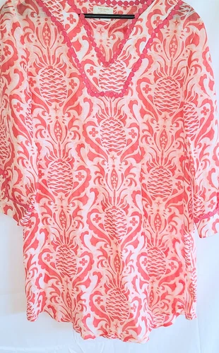 Abito copricostume da bagno spiaggia Kate Spade donna taglia small manica 3 4 bianco corallo