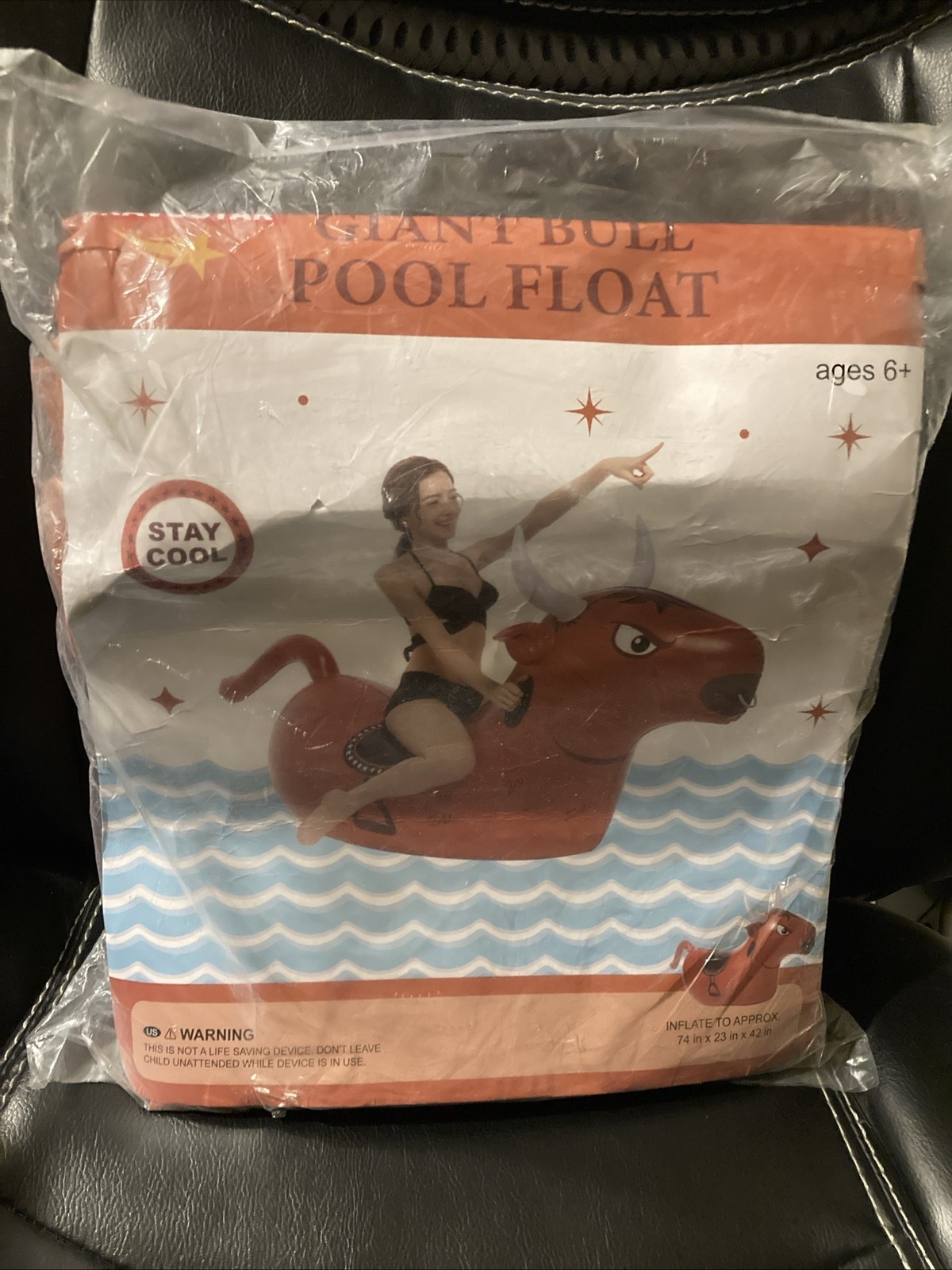 Piscina flotador Bravostar Toro Gigante paseo inflable sobre más de 6 pies de largo