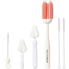 5-in-1 Baby Bottle Brush Kit, Silicone Bottle Brush for Baby Bottle and Breas...