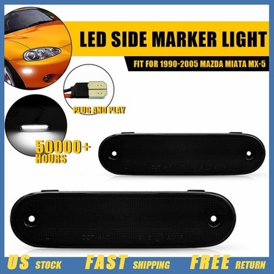 2PCS Smoked Front / Rear Side Marker Lights Lamps For 1990-2005 Mazda Miata MX-5