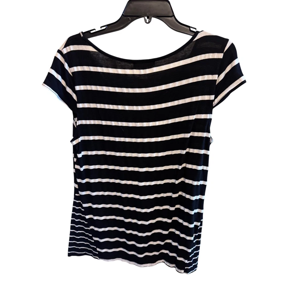 Kenar Black White Striped Cap Sleeve Casual Shirt Sz XL - Image 3 of 4