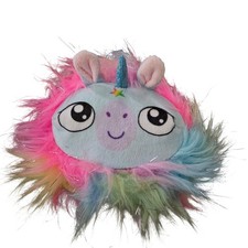Light up Musical Blue Unicorn Rainbow Fur Plush Backpack Clip Tinsel Accent