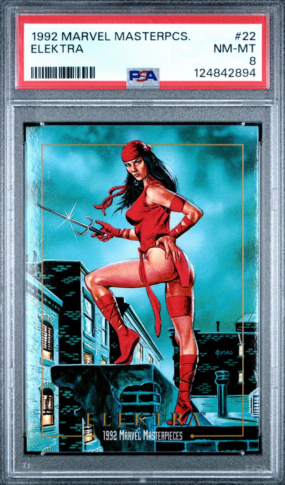 1992 Skybox Marvel Masterpieces #22 Elektra PSA NM-MT 8 Freshly Graded! view 4