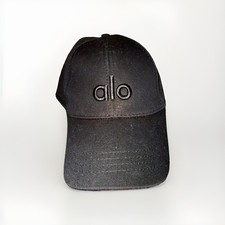 Alo Yoga Black Embroidered Logo Baseball Cap Hat Athleisure One Size Adjustable