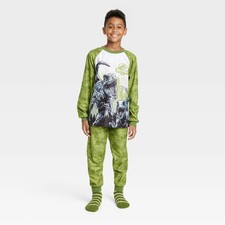 Jurassic World Boys' Pajama Set with Cozy Socks - Green S