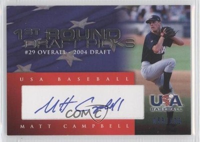2007 USA Baseball 1st Round Draft Picks Blue Ink 58/100 Matt Campbell Auto 0a7