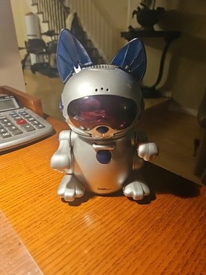 Vintage 2000 Tiger Electronics Meow Chi Robot Cat Grey And Blue Turns On