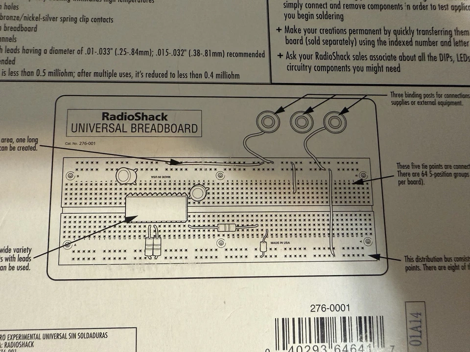 276-001 - BREADBOARD 2 STRIP 2.5X6.75IN 840 HOLES AND BINDING POST - Image 4 of 4