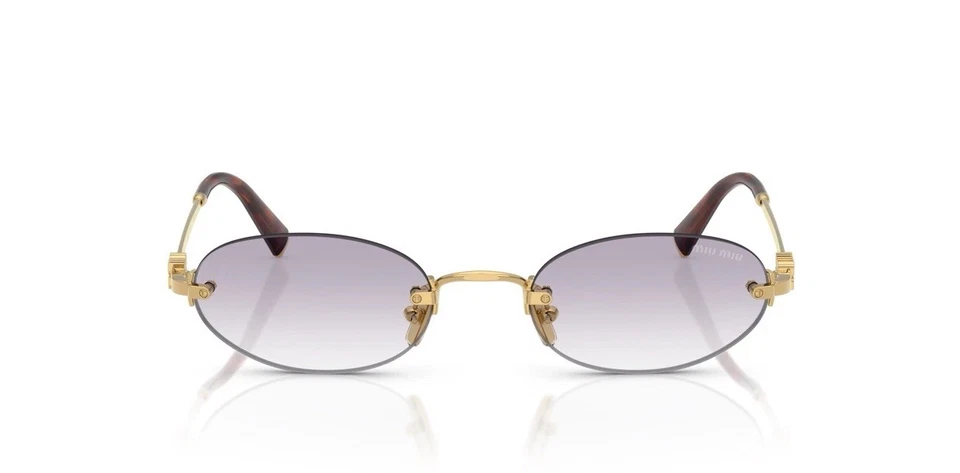 Miu Miu MU A54S 5AK04O Gold Gradient Light Grey Oval Rimless Sunglasses AUTHENTI - Image 2 of 4