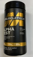 Muscletech, Alpha Test, Testosterone Booster for Men 120 Caps Exp: 05/2028