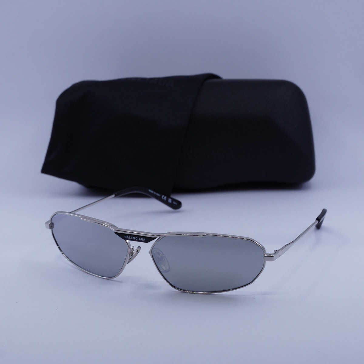 Balenciaga BB0245S 002 Silver/Silver Mirror 64-15-135 Sunglasses