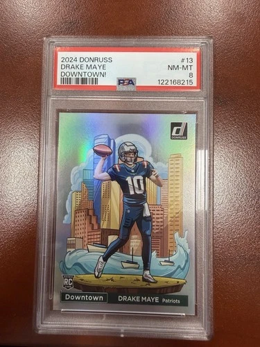 2024 Panini Donruss Downtown Drake Maye #13 Patriots Rookie PSA 8