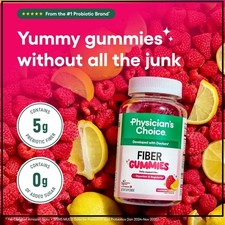 Physician  s Choice Fiber Gummies for Digestive Health Regularity-Raspberry L  60