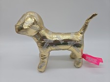 Victoria Secret PINK VS Plush Metallic Gold Dog Stuffed Animal Toy Small Flaw