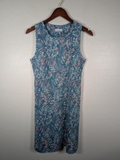 Columbia PFG Dress Womens Medium Blue Tropical Sleeveless Lined Pockets Travel