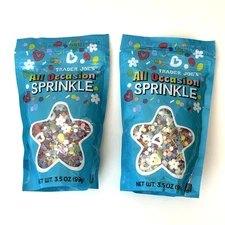 2 Packs Trader Joe’s All Occasion Sprinkles Dye Free 3.5 OZ each
