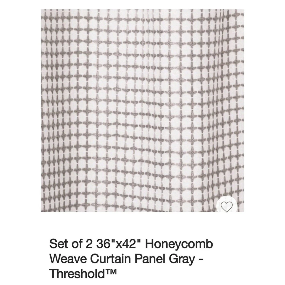 Juego de Paneles Cortina Umbral Café, Patrón Panal Gris 42" W x 36" L Nuevo Foto 2 de 4