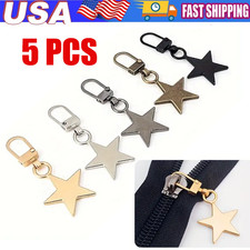 5 Pack Zipper Pull Charms Metal Zipper Pull Replacement Star Shaped Zipper Pul