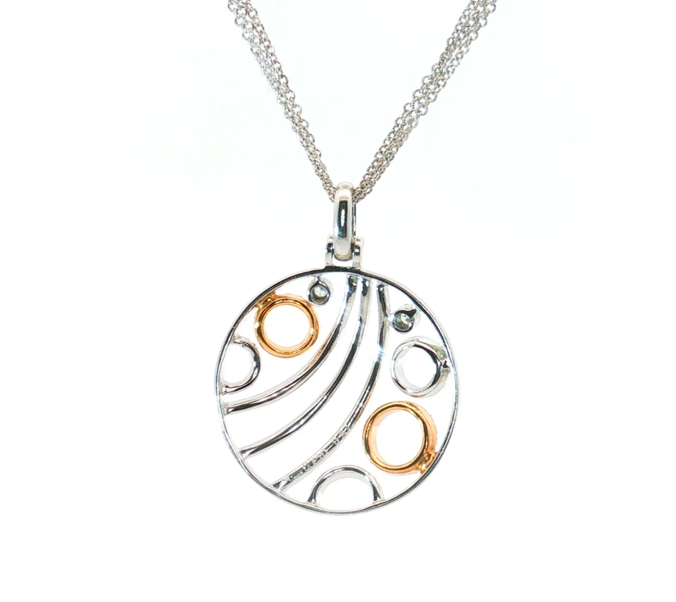Simon G. 18K White Gold Diamond Circle Swirl Necklace with Rose Gold Accents - Image 3 of 4