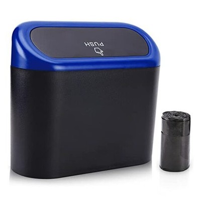  Car Trash Can with Lid, Vehicle Trash Bin Car Dustbin Garbage 1 Black/Blue Lid