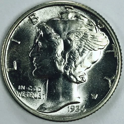 1936 MERCURY DIME! GEM BU++! AMAZING FIND! BEAUTIFUL! MUST SEE! NR #P1998