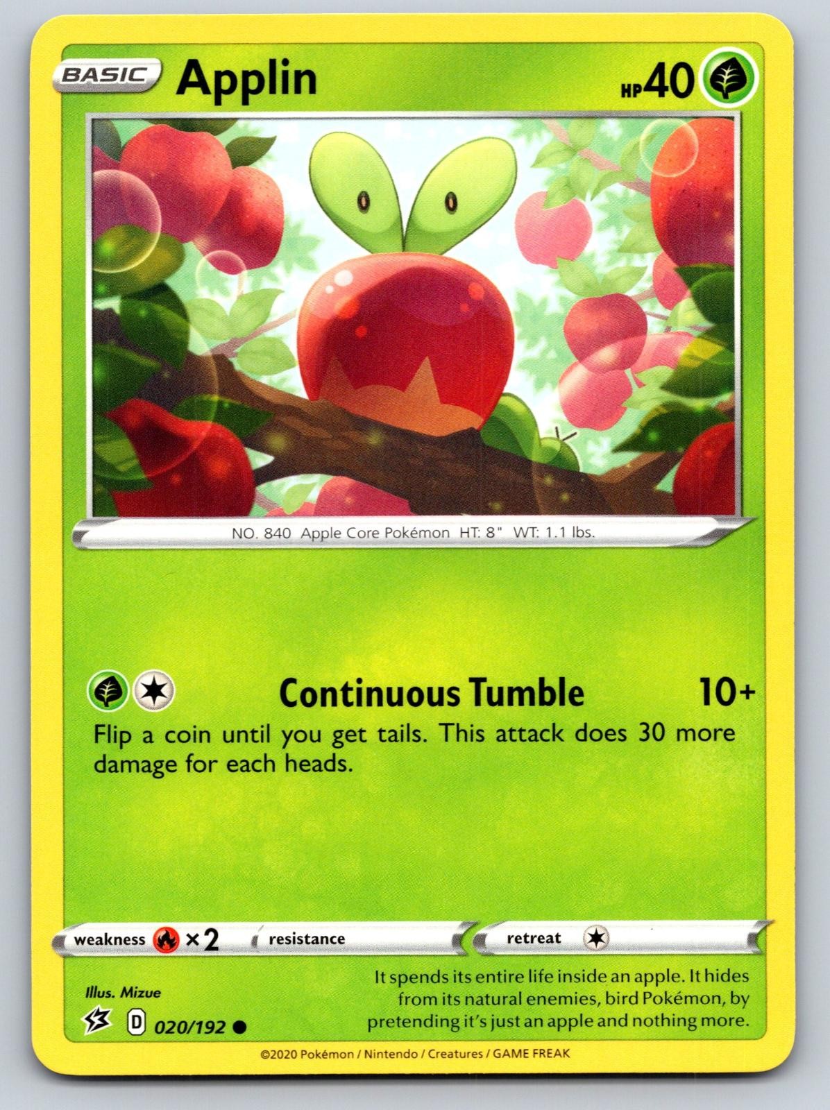 Applin 020/192 Common Rebel Clash Pokemon Near Mint